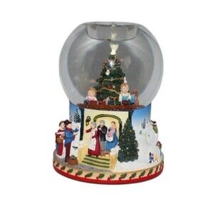 Party Light Christmas Morning Tealight Candle Holder Snow Globe Musical
